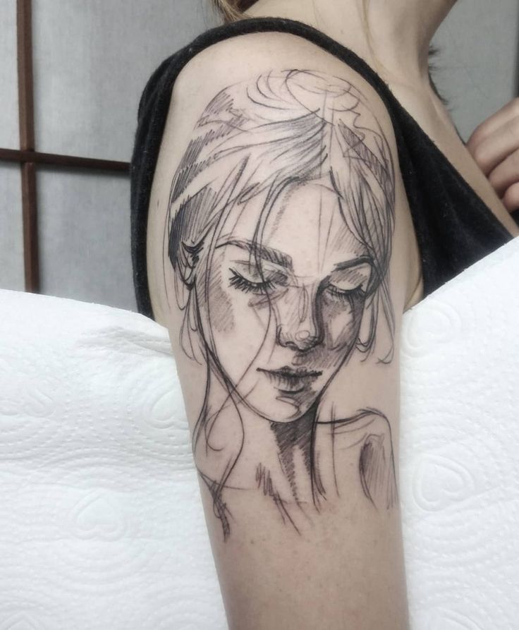 girl portrait line work